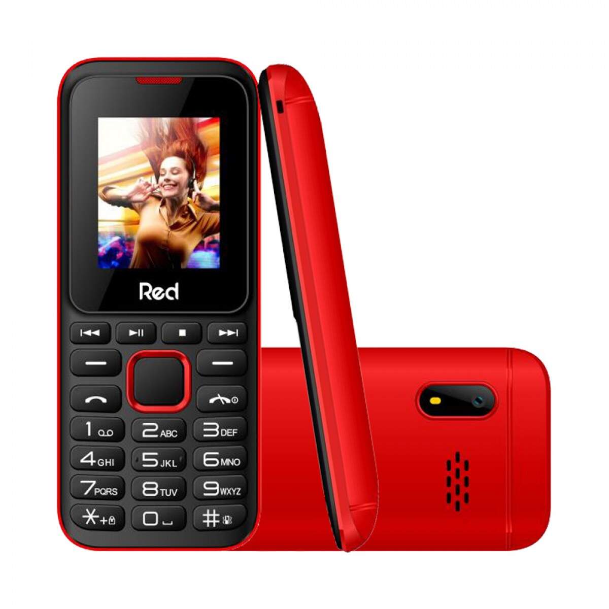 Celular Fit Music II Red Mobile M011G, Tela 1.8, Câmera, FM Wireless,  Vibracall, Memória expansível até 32GB - Preto/Vermelho